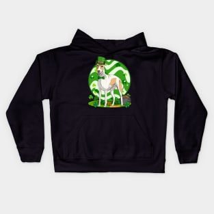 English Greyhound Dog St Patricks Day Leprechaun Kids Hoodie